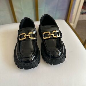 Girl Black Loafer platform slip on